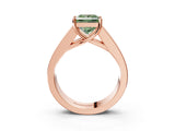Rose gold Fancy Green Princess Cut Cut Channel Set Solitaire Ring with Four-Prong Setting_3