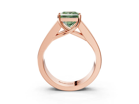 Rose gold Fancy Green Princess Cut Cut Channel Set Solitaire Ring with Four-Prong Setting_3