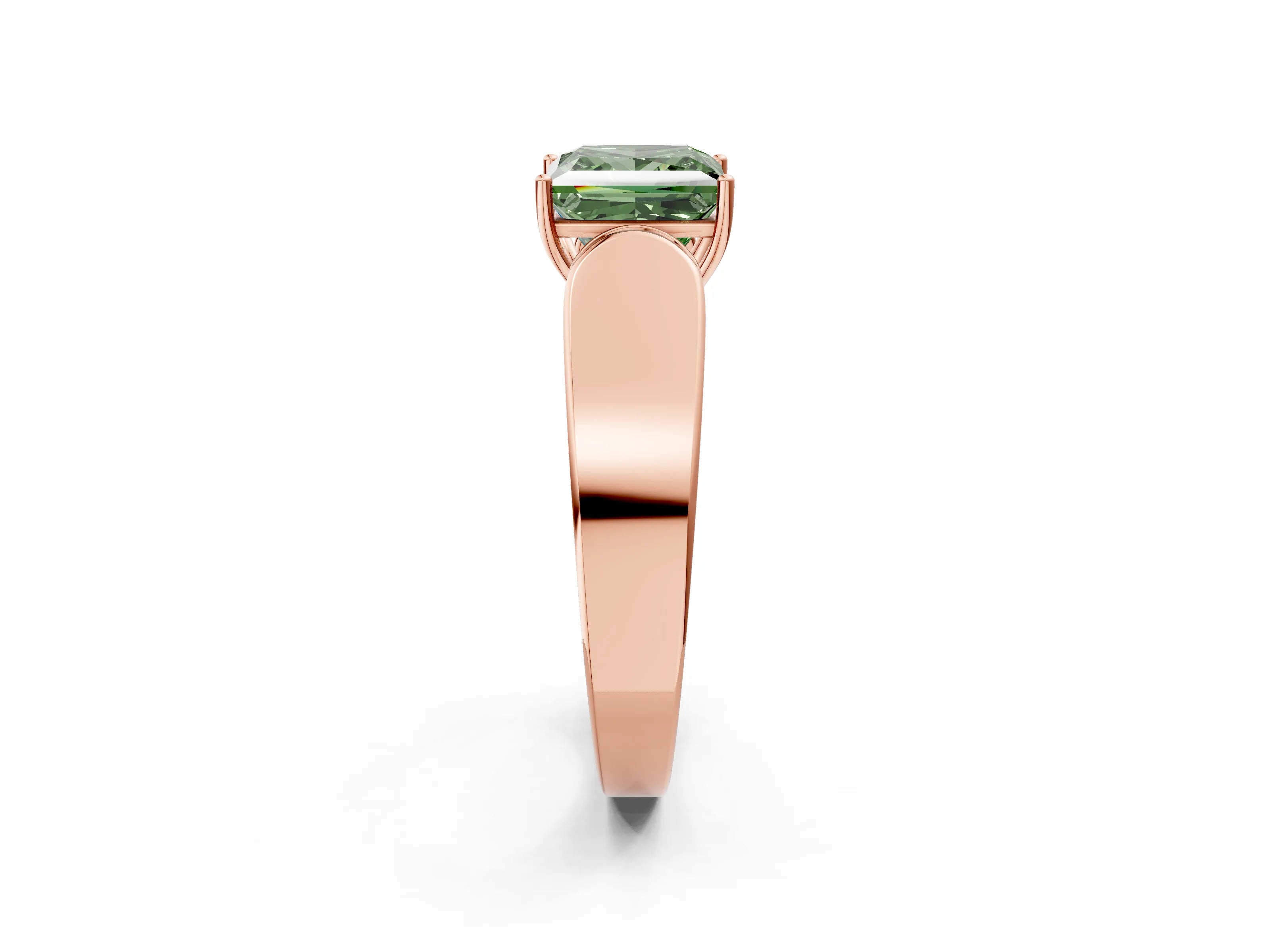 Rose gold Fancy Green Princess Cut Cut Diamond Channel Set Solitaire Ring with Four-Prong Setting_2
