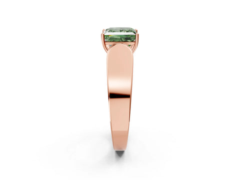Rose gold Fancy Green Princess Cut Cut Diamond Channel Set Solitaire Ring with Four-Prong Setting_2