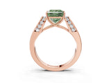 Rose gold Fancy Green Princess Cut Cut Diamond Channel Set Solitaire Ring with Four-Prong Setting_3