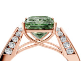 Rose gold Fancy Green Princess Cut Cut Diamond Channel Set Solitaire Ring with Four-Prong Setting_4