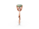 Rose gold Fancy Green Princess Cut Cut Diamond Cluster Ring with Solitaire Band and Four-Prong Setting_14