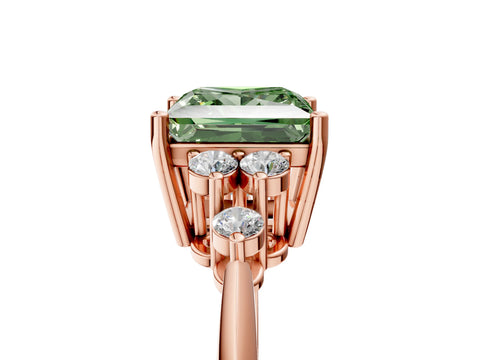 Rose gold Fancy Green Princess Cut Cut Diamond Cluster Ring with Solitaire Band and Four-Prong Setting_17