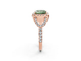 Rose gold Fancy Green Princess Cut Cut Diamond Halo Engagement Ring with Open Split Pavé Band_2