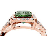 Rose gold Fancy Green Princess Cut Cut Diamond Halo Engagement Ring with Open Split Pavé Band_4