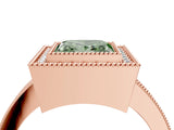 Rose gold Fancy Green Princess Cut-Cut Diamond Halo Engagement Ring with Pave Band and Prong Setting_4