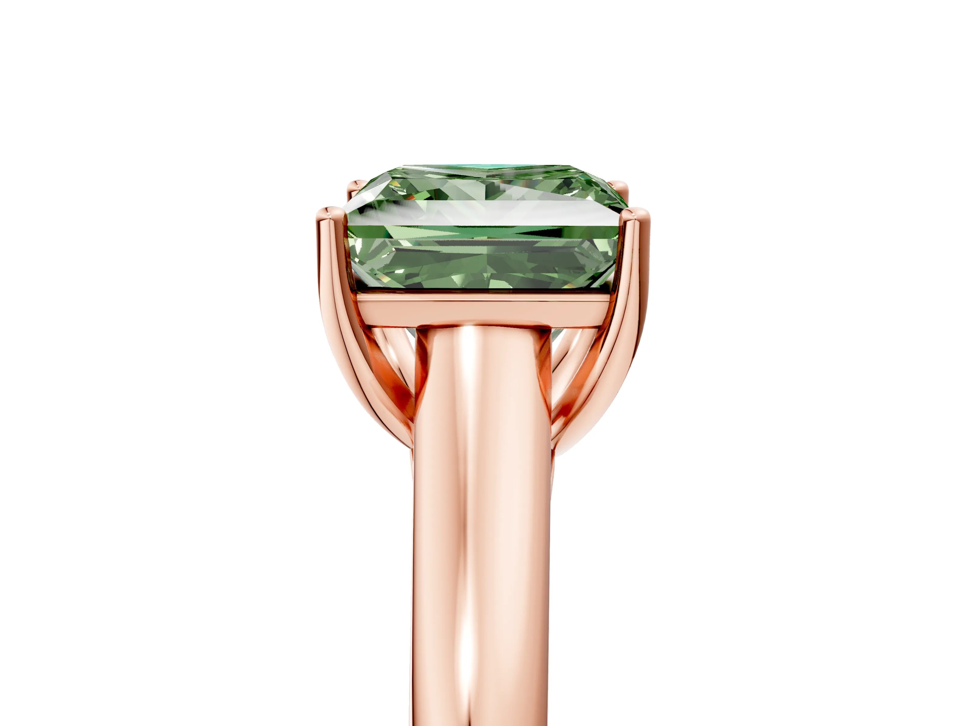 Rose gold Fancy Green Princess Cut Cut Diamond Solitaire Engagement Ring with Tapered Plain Band and Four-Prong Setting_5