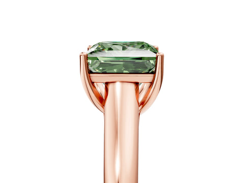 Rose gold Fancy Green Princess Cut Cut Diamond Solitaire Engagement Ring with Tapered Plain Band and Four-Prong Setting_5