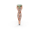 Rose gold Fancy Green Princess Cut Cut Diamond Twisted Band with Milgrain Pave Setting and Four-Prong Setting_2
