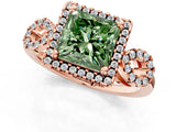 Rose gold Fancy Green Princess Cut Cut Halo Diamond Infinity Band with Four-Prong Setting_1