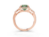 Rose gold Fancy Green Princess Cut Cut Halo Diamond Infinity Band with Four-Prong Setting_3