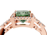 Rose gold Fancy Green Princess Cut Cut Halo Diamond Infinity Band with Four-Prong Setting_4