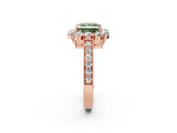 Rose gold Fancy Green Princess Cut Cut Halo Diamond Pavé Engagement Ring with Milgrain Detailing_2