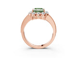 Rose gold Fancy Green Princess Cut Cut Halo Diamond Pavé Engagement Ring with Milgrain Detailing_3
