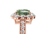 Rose gold Fancy Green Princess Cut Cut Halo Diamond Pavé Engagement Ring with Milgrain Detailing_5