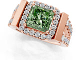 Rose gold Fancy Green Princess Cut Cut Halo Split Shank Prong Set Ring_1