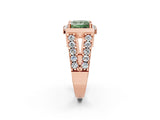 Rose gold Fancy Green Princess Cut Cut Halo Split Shank Prong Set Ring_2