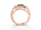 Rose gold Fancy Green Princess Cut Cut Halo Split Shank Prong Set Ring_3