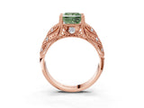 Rose gold Fancy Green Princess Cut Cut Milgrain Pave Diamond Engagement Ring with Four-Prong Setting_30