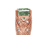 Rose gold Fancy Green Princess Cut Cut Milgrain Pave Diamond Engagement Ring with Four-Prong Setting_32