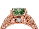 Rose gold Fancy Green Princess Cut Cut Milgrain Pave Diamond Engagement Ring with Four-Prong Setting_43