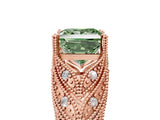 Rose gold Fancy Green Princess Cut Cut Milgrain Pave Diamond Engagement Ring with Four-Prong Setting_44