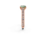 Rose gold Fancy Green Princess Cut Cut Pave Band Milgrain Solitaire Ring_2