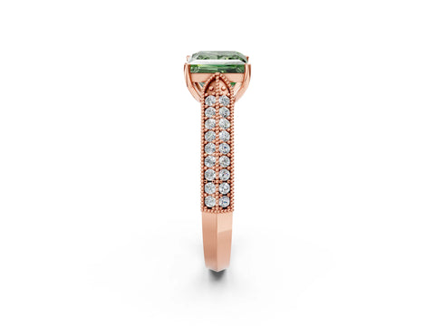 Rose gold Fancy Green Princess Cut Cut Pave Split Shank Engagement Ring with Four-Prong Setting_26