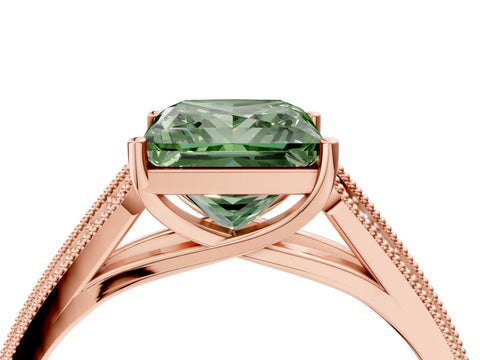 Rose gold Fancy Green Princess Cut Cut Pave Split Shank Engagement Ring with Four-Prong Setting_28
