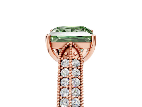 Rose gold Fancy Green Princess Cut Cut Pave Split Shank Engagement Ring with Four-Prong Setting_29