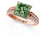 Rose gold Fancy Green Princess Cut Cut Pave Split Shank Engagement Ring with Four-Prong Setting_37
