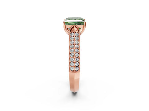 Rose gold Fancy Green Princess Cut Cut Pave Split Shank Engagement Ring with Four-Prong Setting_38
