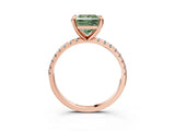 Rose gold Fancy Green Princess Cut Diamond Brilliant Solitaire Ring with Pavé Band and Four-Prong Setting_27