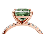 Rose gold Fancy Green Princess Cut Diamond Brilliant Solitaire Ring with Pavé Band and Four-Prong Setting_28