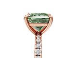 Rose gold Fancy Green Princess Cut Diamond Brilliant Solitaire Ring with Pavé Band and Four-Prong Setting_29