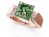 Rose gold Fancy Green Princess Cut Diamond Channel Set Solitaire Ring with Four-Prong Setting_13