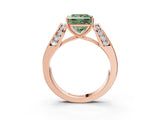 Rose gold Fancy Green Princess Cut Diamond Channel Set Solitaire Ring with Four-Prong Setting_15
