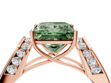Rose gold Fancy Green Princess Cut Diamond Channel Set Solitaire Ring with Four-Prong Setting_16
