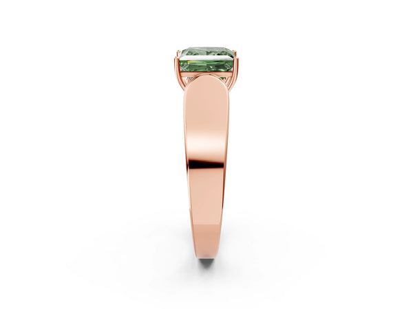 Rose Gold Princess Cut Channel Set Engagement Ring Setting for Fancy Green Center with Wide Band