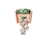 Rose gold Fancy Green Princess Cut Diamond Cluster Pavé Band with Four-Prong Setting_17
