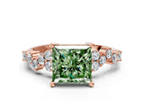 Rose gold Fancy Green Princess Cut Diamond Cluster Pavé Band with Four-Prong Setting_3
