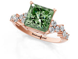 Rose gold Fancy Green Princess Cut Diamond Cluster Pavé Band with Four-Prong Setting_4