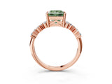 Rose gold Fancy Green Princess Cut Diamond Cluster Pavé Band with Four-Prong Setting_6