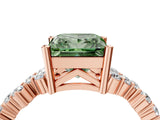 Rose gold Fancy Green Princess Cut Diamond Cluster Pavé Band with Four-Prong Setting_7