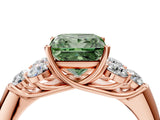 Rose gold Fancy Green Princess  Cut Diamond Cluster Ring with Round Accent Stones and Prong Setting on a Classic Band_32
