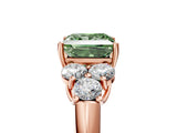 Rose gold Fancy Green Princess  Cut Diamond Cluster Ring with Round Accent Stones and Prong Setting on a Classic Band_33