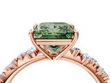 Rose gold Fancy Green Princess Cut Diamond Cluster Side Stone Solitaire Ring with Prong Setting_32