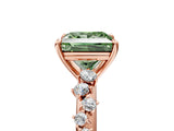 Rose gold Fancy Green Princess Cut Diamond Cluster Side Stone Solitaire Ring with Prong Setting_33