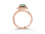 Rose gold Fancy Green Princess Cut Diamond Double Halo Ring with Split Shank and Four-Prong Setting_3